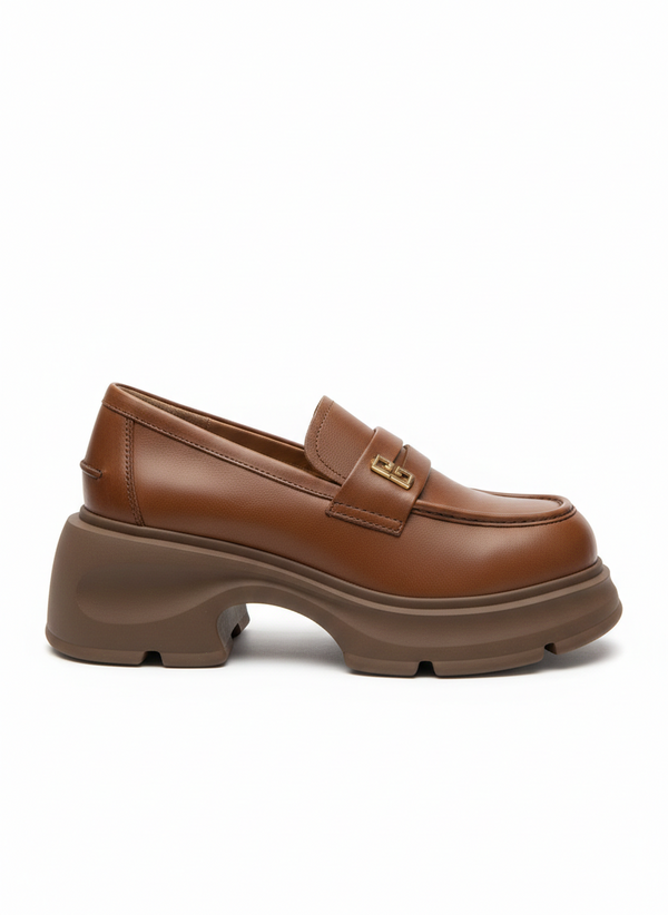 Flower  Chunky Peny Strap Platform Loffers