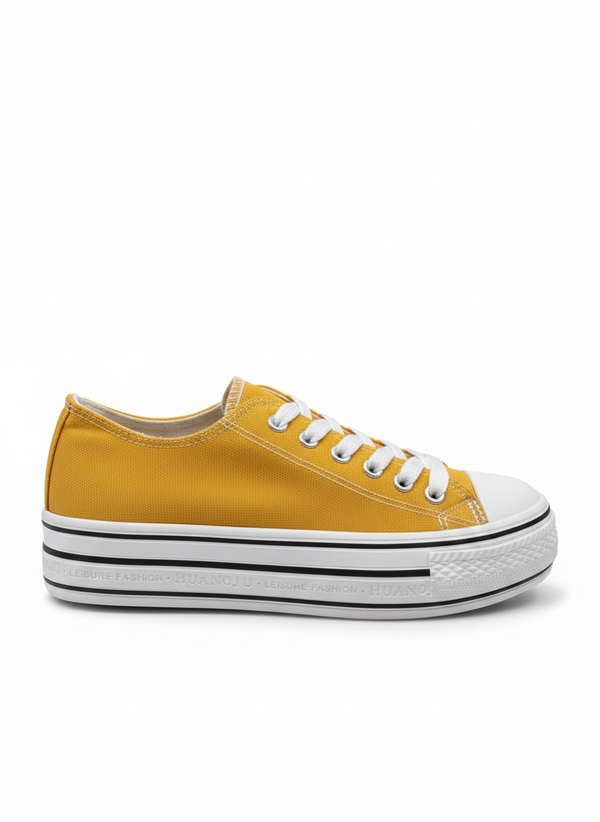 Huanqiu Mustrad Yellow Canvas Shoes